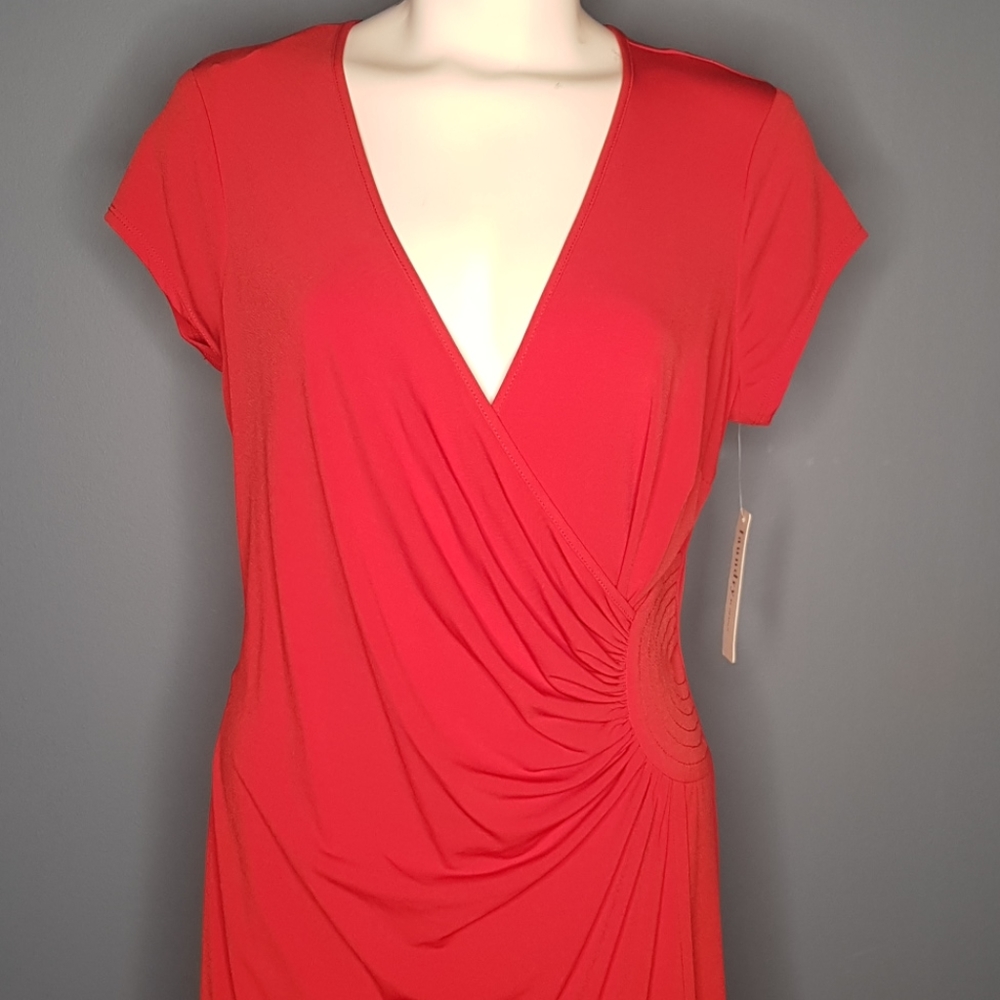 Red Faux Wrap Laundry Dress NWT